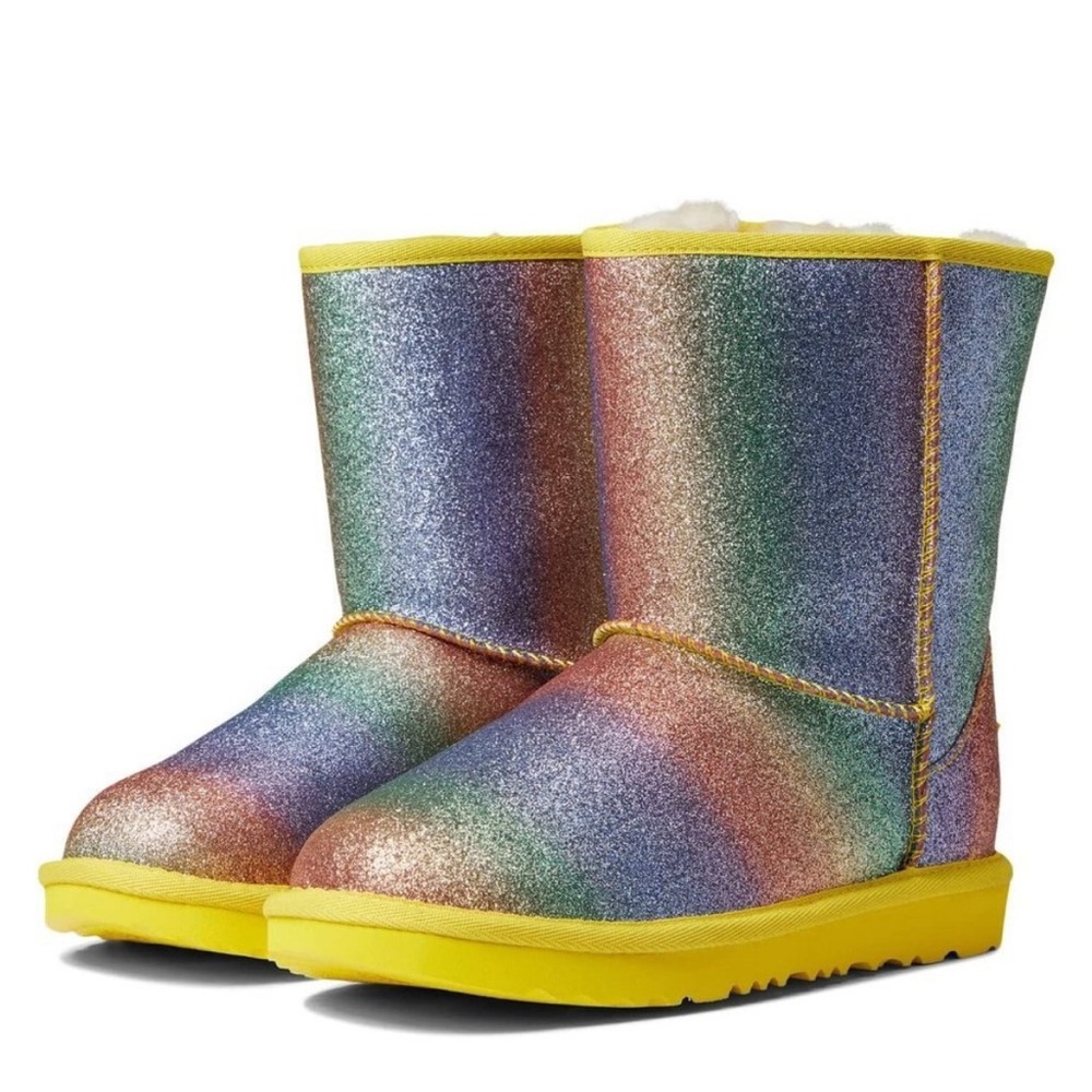 UGG Kids Glitter Rainbow Boots with Yellow Sole. Brand new, size toddler 7.